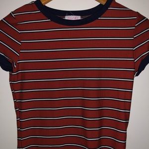 Short sleeve striped crop top